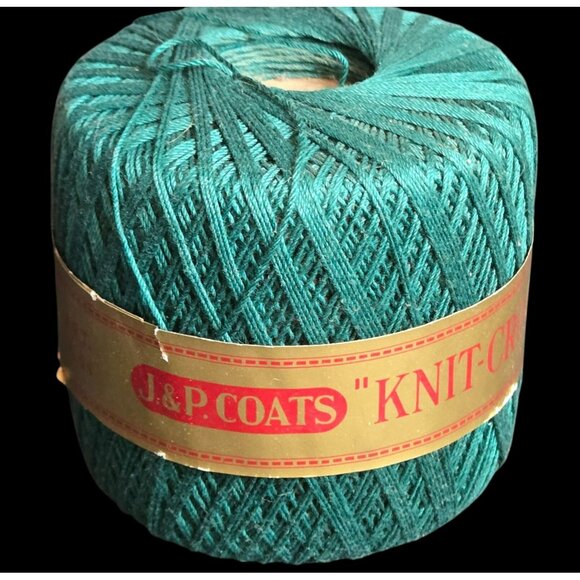 Vintage J & P Coats Knit-Cro-Sheen Mercerized Cotton Thread 175 Yards Teal Green - Picture 2 of 6